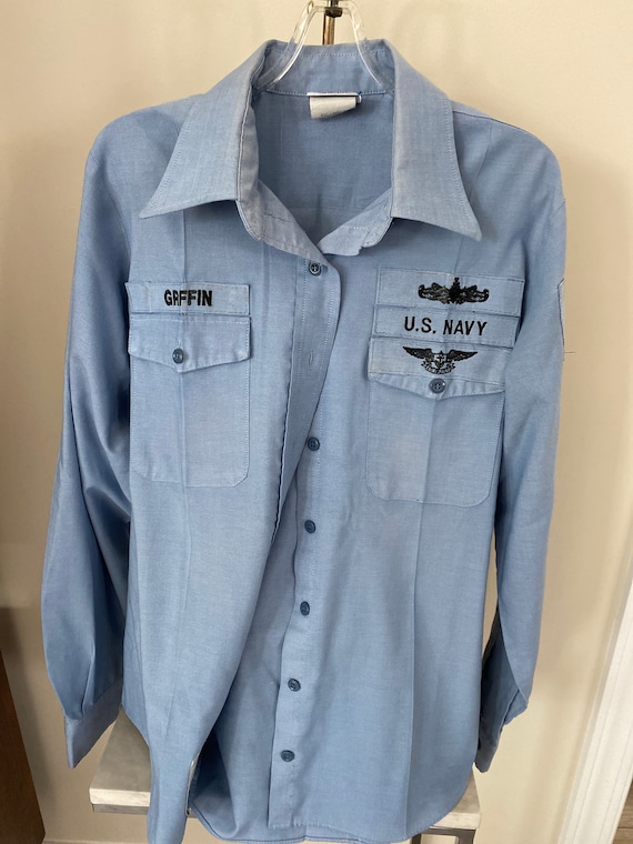 vintage military shirt- navy - image 1