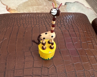 Vintage Wood Collapsible Giraffe Ornament