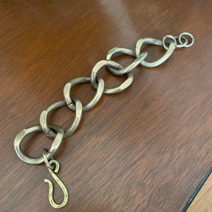 Large Link Antique Brass Chain Bracelet