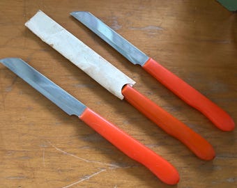 Set of 3 Vintage Bakelite Handle Knives -  made in Italy