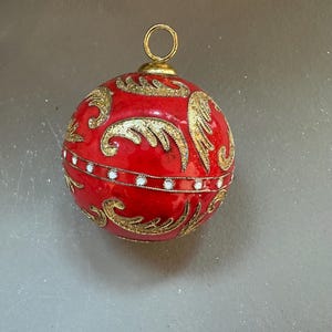 Vintage heavy metal Cloisonné Enameled Christmas Ornament