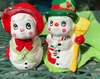 Pareja de nieve de Lefton vintage