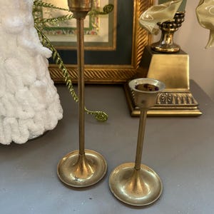 set of 2 vintage brass candle stick holders