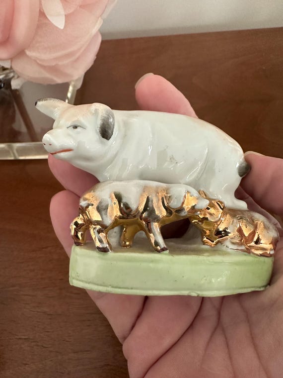 ヴィンテージのドイツ製磁器製豚と子豚の置物 - Etsy 日本