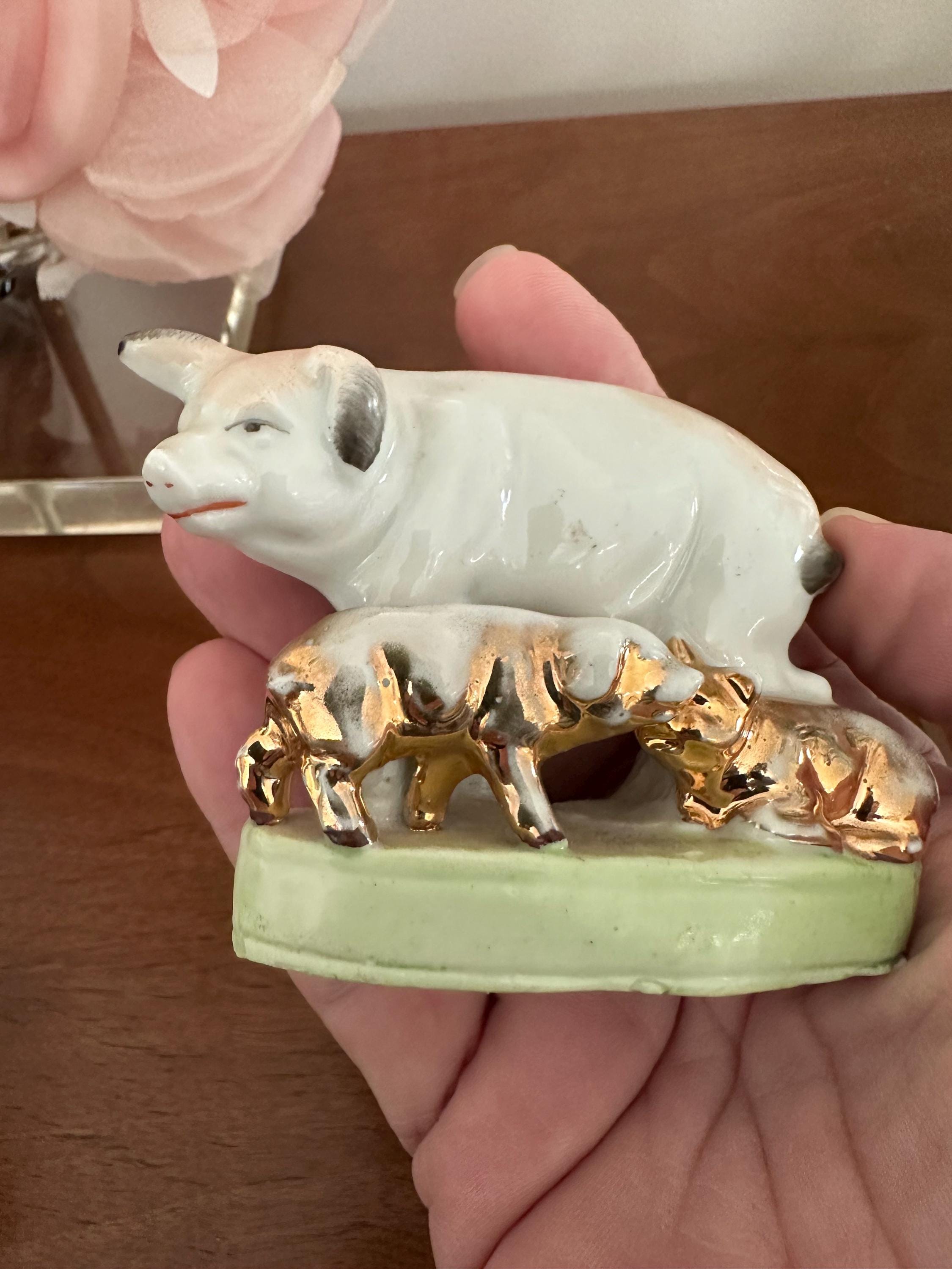 ヴィンテージのドイツ製磁器製豚と子豚の置物 - Etsy 日本