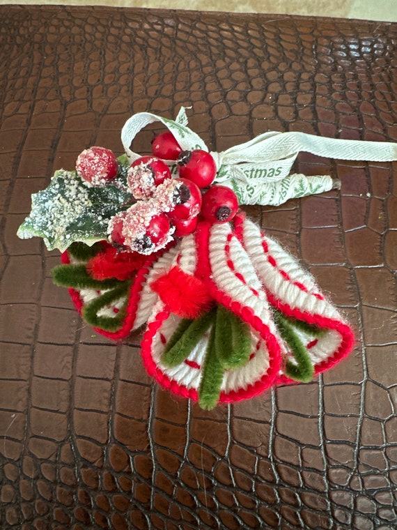 Vintage Chenille Christmas Corsage - image 2