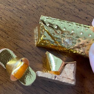 60s BARBIE gold cork platform shoes and dimple purse