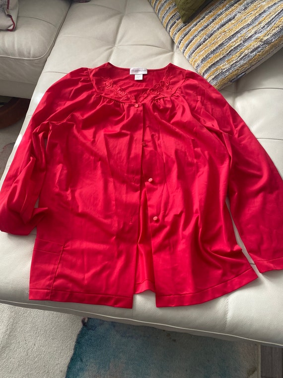 Red Rose Vintage Lingerie Bed Jacket - image 1