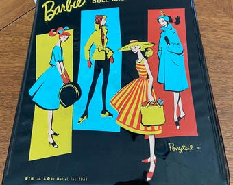 Original 1962 Mattel Ponytail Barbie black Vinyl carrying case