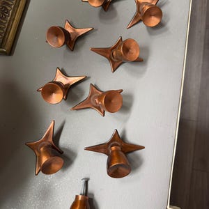 Vintage Mid-Century Atomic Starburst Cabinet Knobs, Satin Copper Finish (Set of 6)