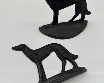 Vintage 1929 Art Deco Cast Iron Bookends Russian Wolfhounds COPR 1929