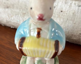 Vintage ceramic musical bunny with accordion