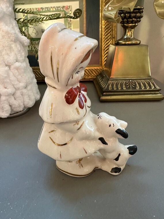 ヴィンテージ セラミック製 冬の少女と子犬の置物 - Etsy 日本
