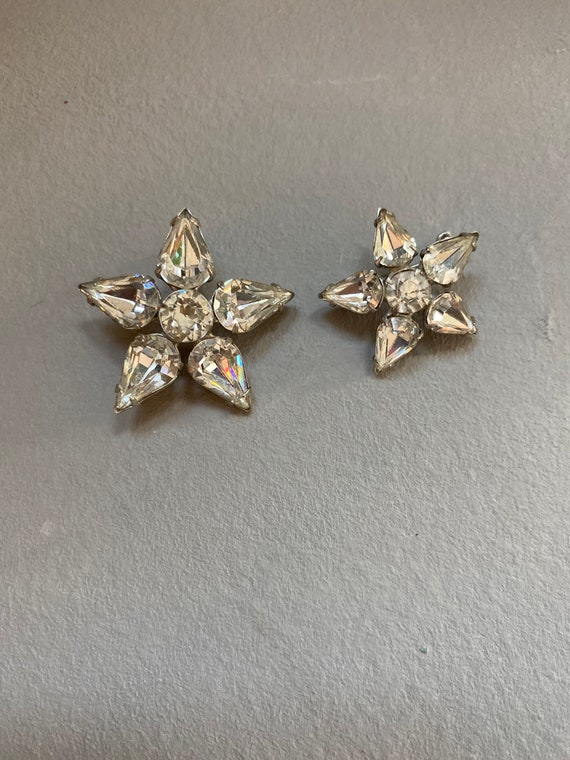 Set of 2 Antique Crystal Star Pins