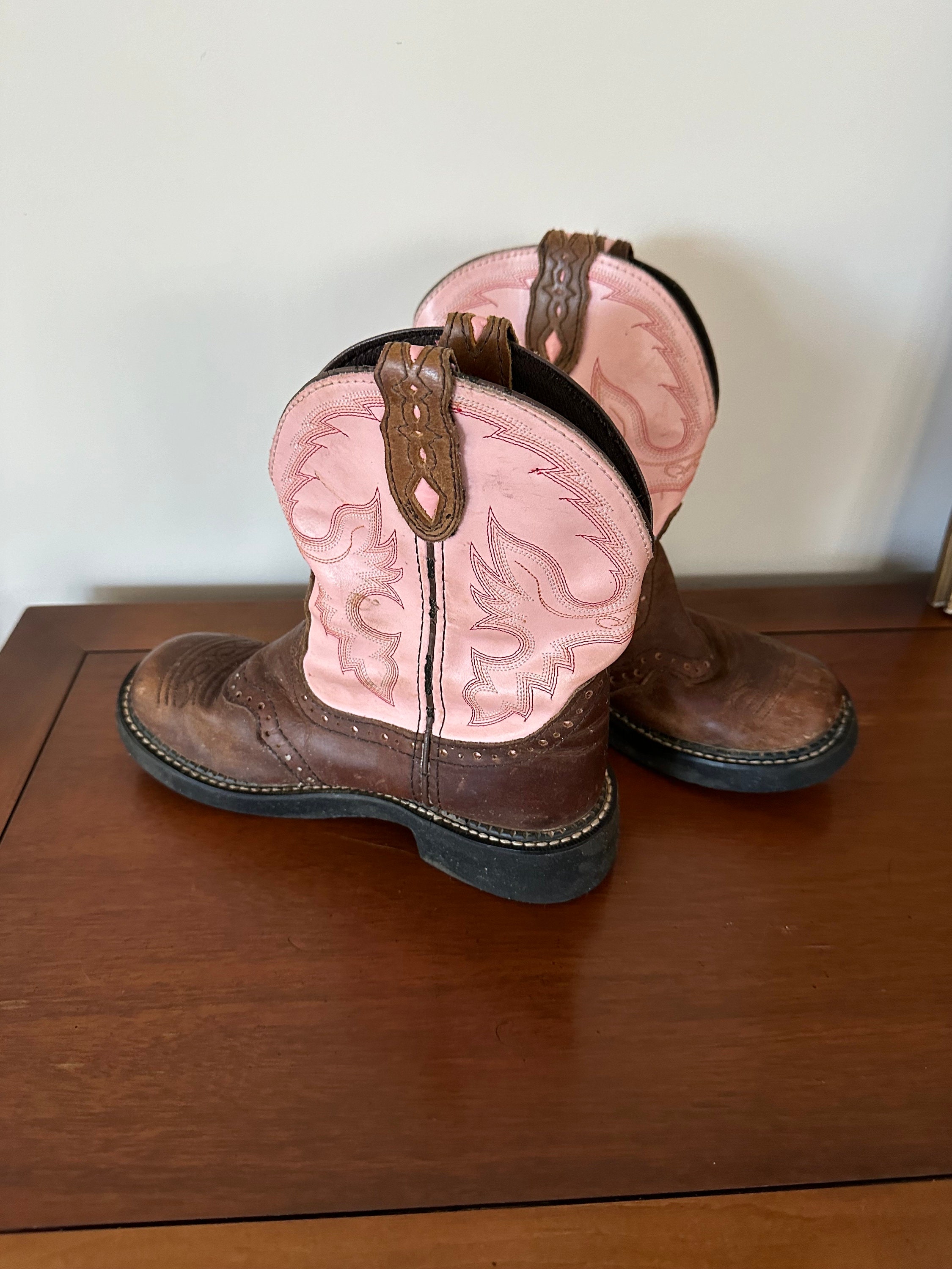 Justin Gypsy Cowgirl Bottes Femme Cuir Marron Brodé Western Rodéo 6,5B