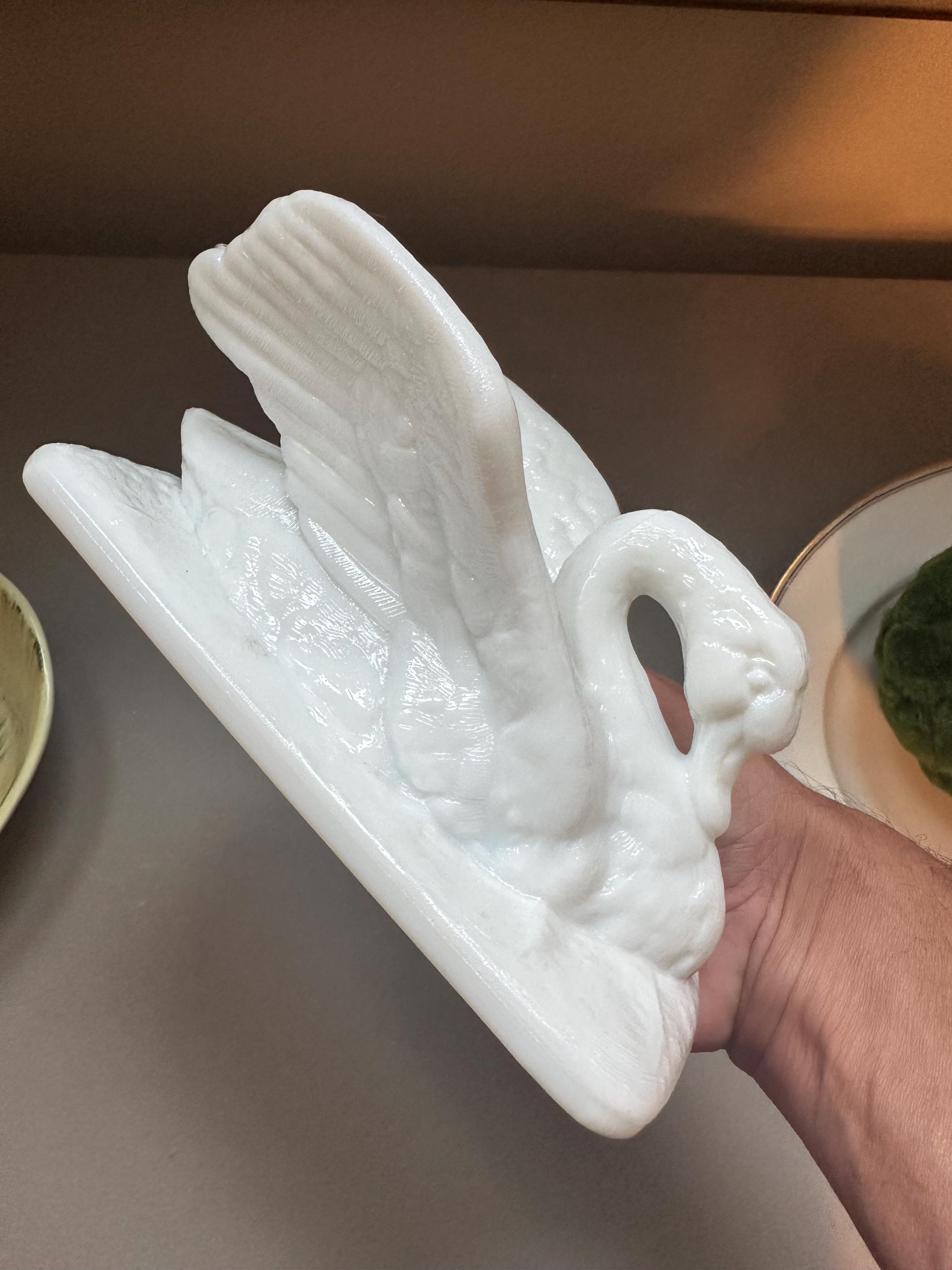 ヴィンテージミルクガラスの白鳥の彫刻 - Etsy 日本
