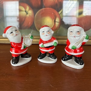 Lot of 3 Vintage Ceramic Santa Band
