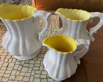 Vintage set of 3 Ucago Japan ceramics pitchers
