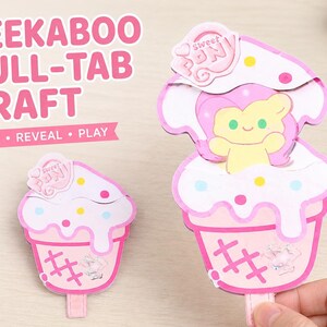 Interactive Peekaboo Pull Tab Paper Craft Toy, Surprise Reveal DIY (JPG Sheets, Video Tutorial)