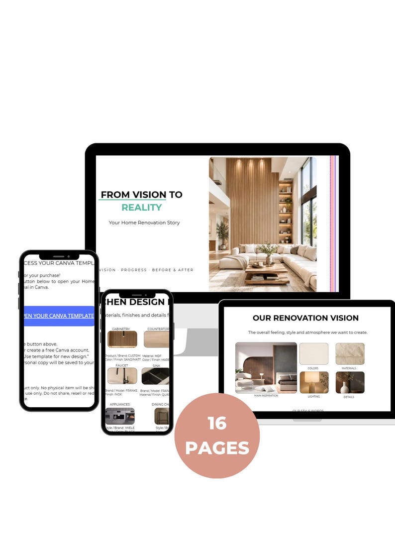 Editable Home Renovation Journal, Interior Design Planner, Room Mood ...