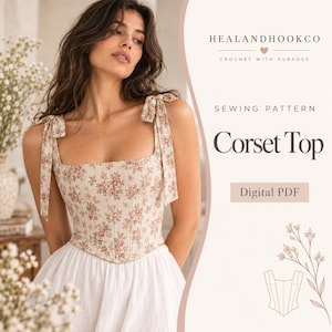 Printable Corset Top Sewing Pattern | Lace-Up Back, digital (PDF)
