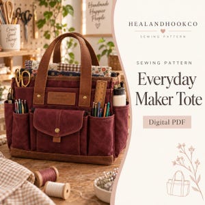 Everyday Maker Tote Sewing Pattern, 12-Pocket Convertible Organizer Bag (PDF Download)