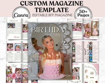 Editable Birthday Magazine Template, Bestfriend Birthday Gift, Personalized Birthday Book, Bestfriend Photo Frame, Long Distance Friend Gift