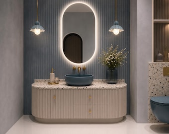 Handmade Terrazzo Vessel Sink, Luxury Stone Bathroom Vanity Basin