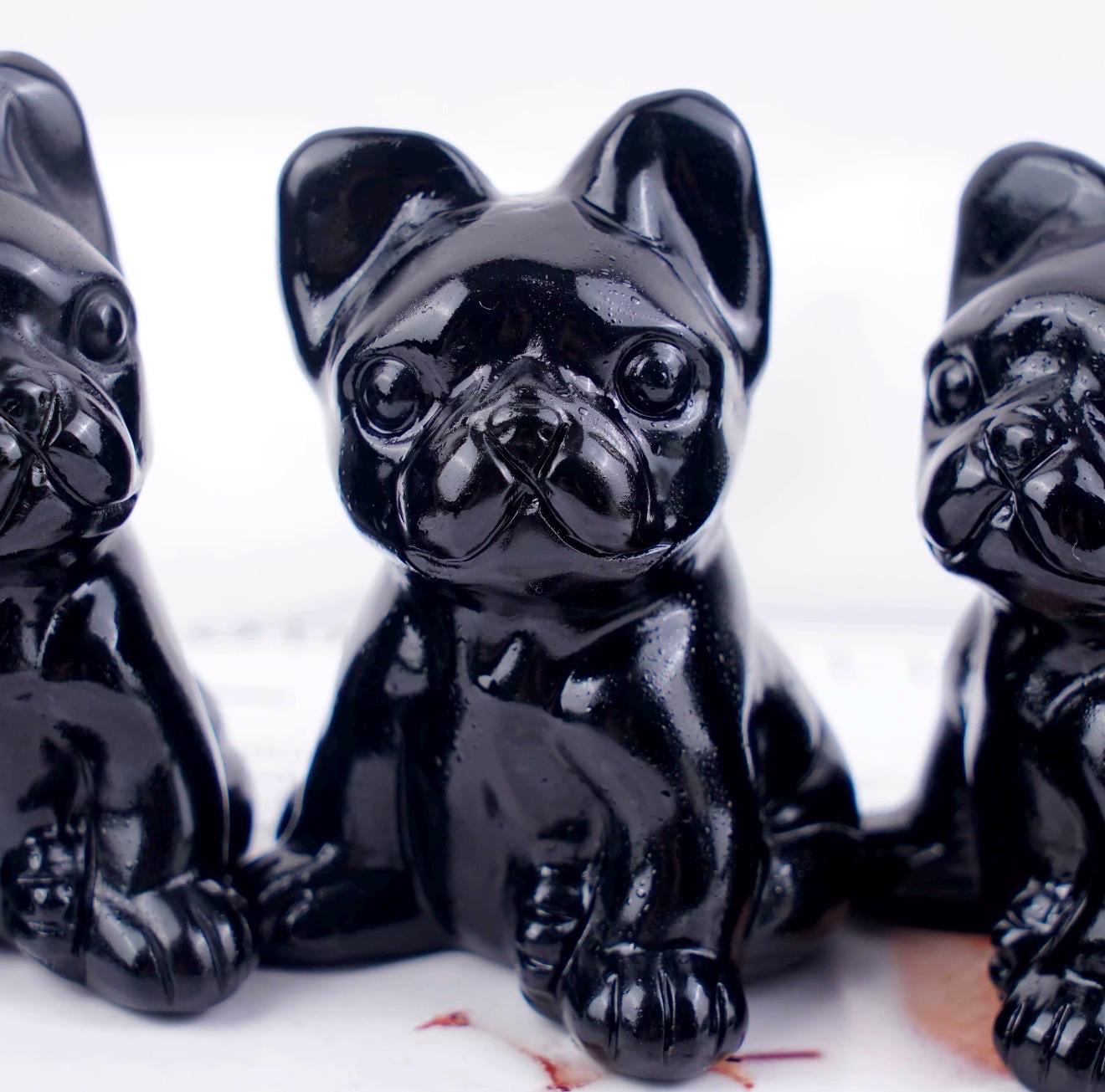 Obsidian Black Dog Figurine - Etsy