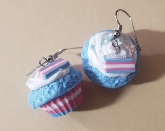 LIMITED EDITION Stud Cupcake Hard Enamel Glitter Trans Pride Pin