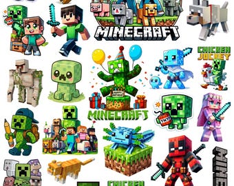 Gaming Birthday PNG Bundle, Pixel Game Party Sublimation Designs, Gamer Clipart PNG SVG Bundle Pack, Transparent Files Digital Download