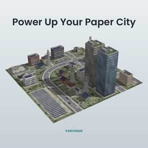 Smart City Paper Model Kit, 24 Printable 3D Papercraft Buildings, Paper Town Booklet 1 Power Up PDF