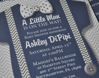 Bow Tie and Suspenders Baby Boy Shower Invitation - Digital File