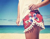 Red Hibiscus Pom Pom Short