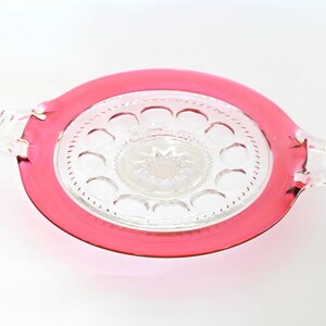 9" Tiffin Franciscan Kings Crown Ruby Flash  2 handled Serving Plate