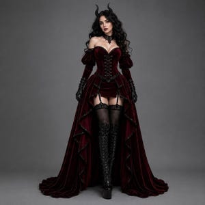 women's red and black sexy dress for a vampire coronation Gothic Prom Cameo Batwing Knit Midi upload-20260330 whether for a wedding Size:S/4-6