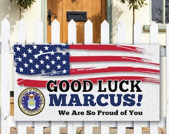 MILITARY Printed 2x4 BANNER / GoodLuck Patriotic Banner / #Military Banner #Printed Banner #Deployment #Homecoming #Flag Banner