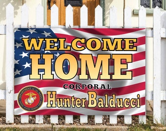 MILITARY Printed 2x4 BANNER / WelcomeHome Patriotic Banner / US Flag / #Military Banner #Printed Banner #Deployment #Homecoming #Flag Banner
