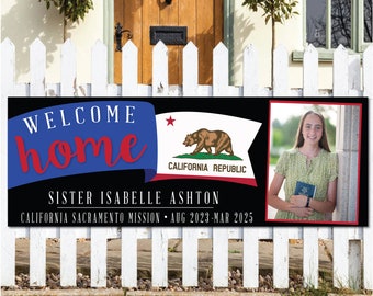 WELCOME HOME Printed Banner+Photo / 2x6 / #LDS Missionary #MissionaryBanner #PrintedBanner #Homecoming #WeLoveYou #WeMissedYOU