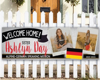 PHOTO + Flag Welcome Home BANNER / 2x6 /Mission Banner / Custom Pictures-Colors-Words / #Missionary #LDSMission #Banner #WelcomeHome