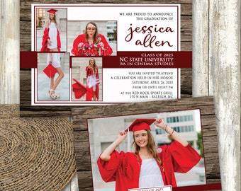 Photo GRAD Announcement / Photo Gallery / 2-Sided Invite / High School or College / Digital printable files / #GradAnnouncements #graduation