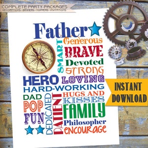 Fathers Day ART Printable / Gift / Instant Download Word Art / 8x10 size / DESIGN miniPOSTERS / DIY Printable / FathersDay image 2