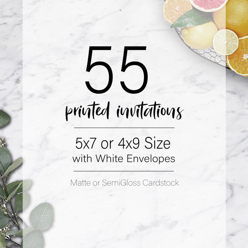 Invitation PRINTING 55 Custom 5x7 or 4x9 print service fast | Etsy