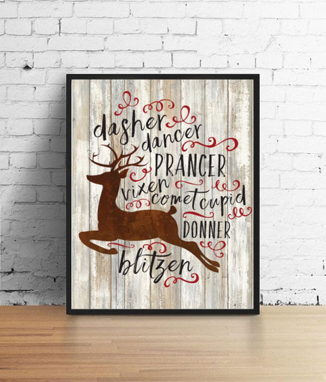 Reindeer Names PRINTABLE / Instant Download Holiday Art / Christmas ...