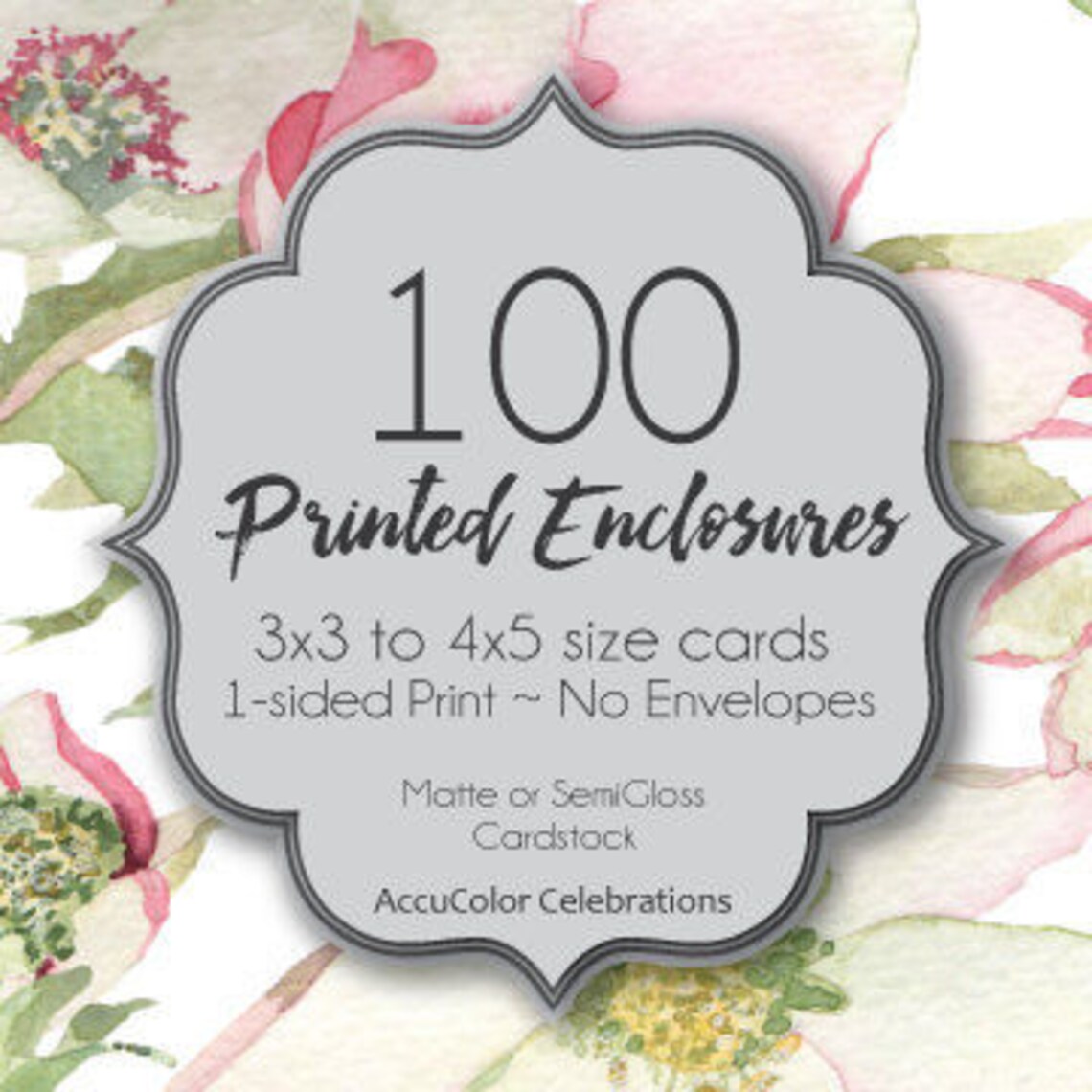 Enclosure Card PRINTING 100 Custom / 3x3 to 4x5 Size Card / Etsy