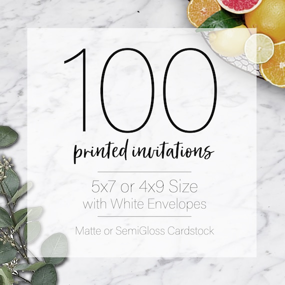 invitation printing 100 custom 5x7 or 4x9 print service fast etsy
