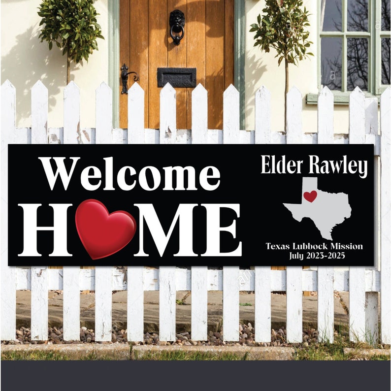 FAST Welcome HOME Printed Banner / 2x6 / Any State-Country Outline Map DESIGN / MissionaryBanner PrintedBanner Farewell Homecoming image 1