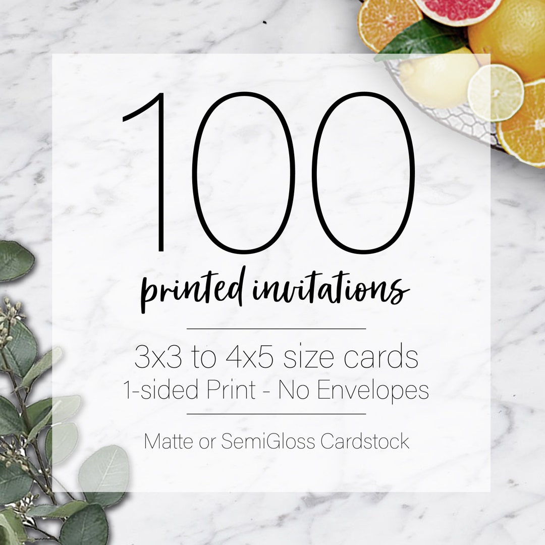 Enclosure Card PRINTING 100 Custom / 3x3 to 4x5 Size Card / Printing