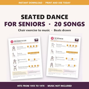 Chair Exercises for Seniors Seated Dance, 20 Song Sessions with Beat Counts, Large Print Chair Dance Program for Care Homes PDF