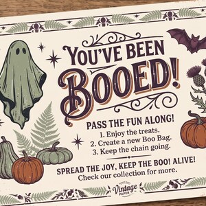 Komplett kit med "You've Been Booed", Halloween-grannepresentpaket, popcornlåda + etiketter + bokmärken + anteckningsblock